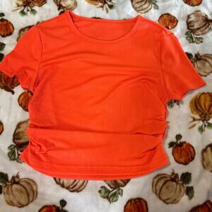 Orange ribbed crop top ribbed